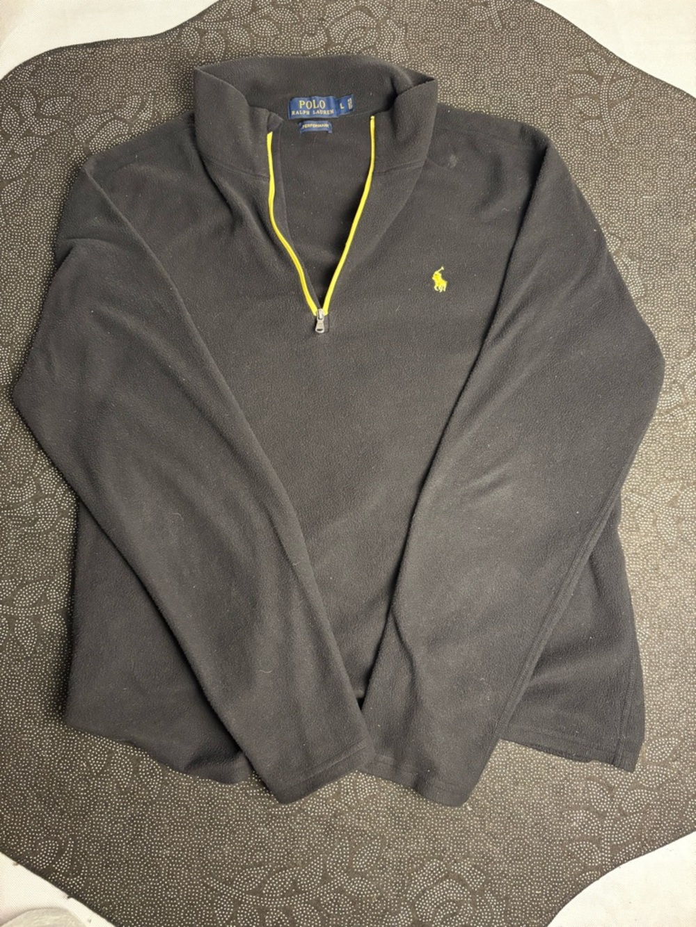 Polo by Ralph Lauren Black Quarter-Zip Sweater with Yellow Trim